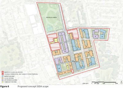 Indicative location of housing types across Waterloo Estate (South)
