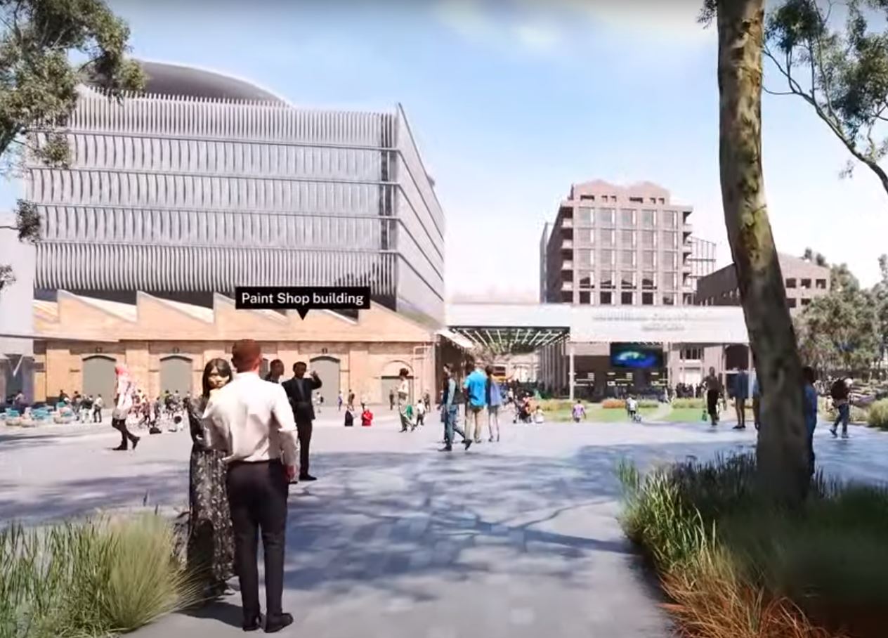 Image of the Building Proposed over the Paint Shop from the Master Plan fly through